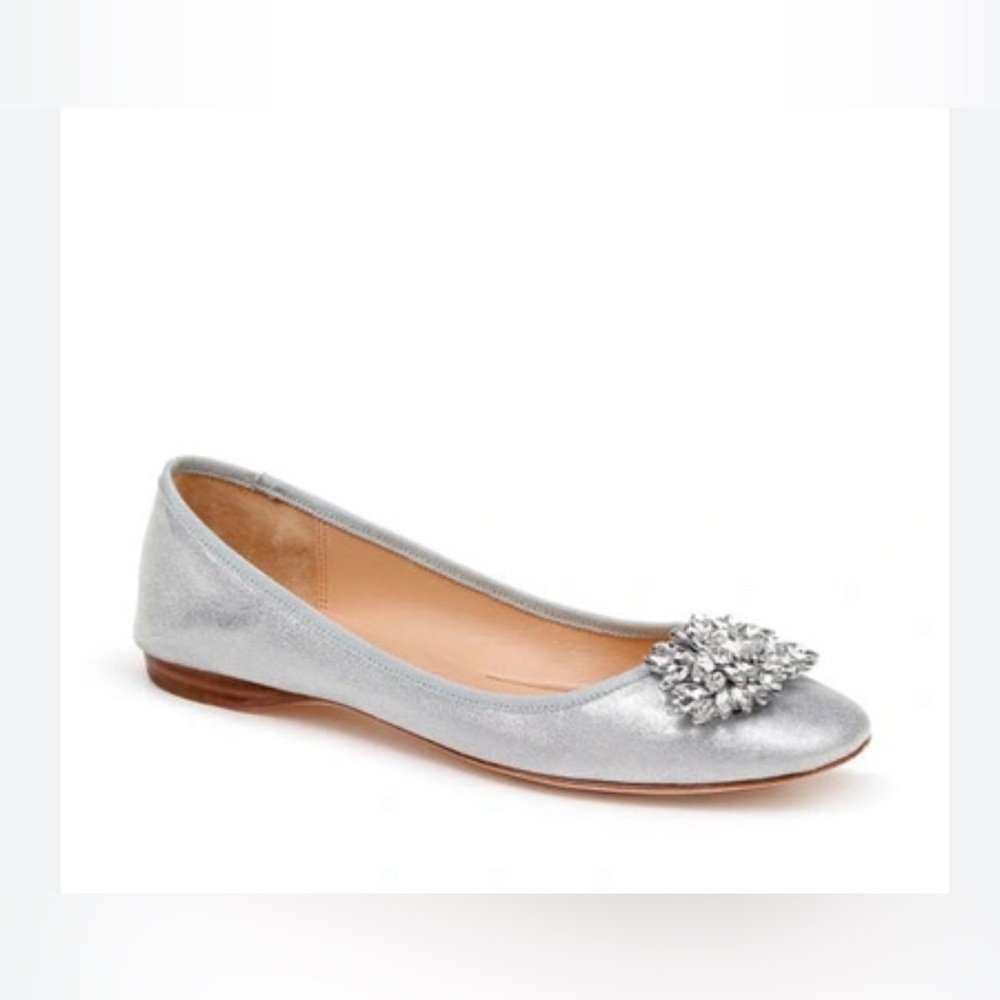 Badgley Mischka Pippa Crystal Foldable Flat In Silver Metallic